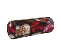 LHFIOHIRG Trousse cylindrique en cuir PVC avec œillets disposés irrégulièrement, pour l'école, le bureau, les voyages, doré, Taille unique, Pochette à monnaie