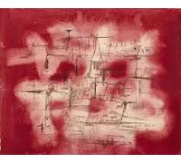 LHHJF LJHFA Affiche Abstraite Zao WOU Ki《Décor Rouge》Peinture Murale et Impressions Zao WOU Ki Décoration Moderne du Salon 60x70cm sans Cadre