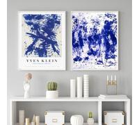 LHHJF LJHFA Affiche d’Exposition Yves Klein Art Mural Monochrome Bleu Peinture et gravures sur Toile Yves Klein Décoration Murale Nordique 50x70cmx2 sans Cadre