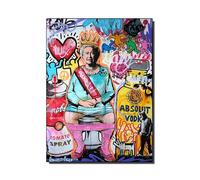 LHHJF LJHFA Affiche de la Reine Elizabeth II Graffiti Art Mural Abstrait Peinture et estampes de la Reine Elizabeth Tableau de décoration Moderne 40x60cm sans Cadre