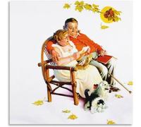 LHHJF LJHFA Affiche de Norman Rockwell avec tendresse on se souvient de la Peinture sur Toile Peinture Murale rétro Tirages de Norman Rockwell Décoration Tableau 60x60cm sans Cadre