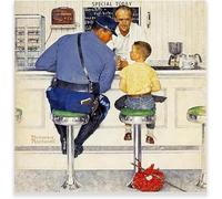 LHHJF LJHFA Affiche de Norman Rockwell The Runaway Art Mural Vintage en Toile Gravures et peintures de Norman Rockwell Décor de Salle de Classe 60x60cm sans Cadre