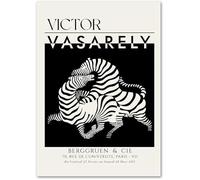LHHJF LJHFA Affiche de Victor Vasarely Peinture sur Toile zébrale Peinture Murale en Noir et Blanc Victor Vasarely Imprimer des Photos de décoration Moderne 50x70cm sans Cadre