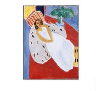 LHHJF LJHFA Affiche Henri Matisse《Fille avec Une Robe Blanche sur Fond Rouge》Art Mural et Impressions Matisse Peinture sur Toile Décor d’intérieur Photo 40x60cm sans Cadre