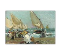 LHHJF LJHFA Affiche Joaquin Sorolla《Voiliers par Une journée venteuse》Art Mural Joaquin Sorolla Peinture sur Toile Et Impressions Décor D’intérieur Photo 50x70cm sans Cadre