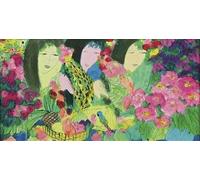 LHHJF LJHFA Affiche Walasse Ting《Trois Femmes, Oiseaux et Fruits》Peinture sur Toile Walasse Ting Peinture Murale et gravures Décoration intérieure Moderne 40x100cm sans Cadre