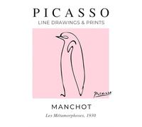 LHHJF LJHFA Affiches d’Exposition Pablo Picasso Ligne d’Animaux Toile Rose Peinture Peinture Murale et estampes de Pablo Picasso Décoration intérieure Tableau 40x60cm sans Cadre