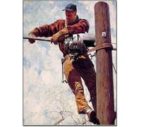 LHHJF LJHFA Affiches de Norman Rockwell《Lineman》Art Mural Peinture Vintage sur Toile Image de décoration Moderne de Norman Rockwell 40x60cm sans Cadre