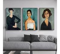 LHHJF LJHFA Amedeo Modigliani Affiche La Femme Portrait Art Mural Amedeo Modigliani Peinture sur Toile Et Impressions Nordique Home Decor Photo 50x70cmx3 sans Cadre