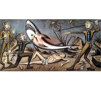 LHHJF LJHFA Célèbre Affiche du Buffet Bernard《Le Combat Contre Le Requin》Art Mural Bernard Buffet Toile Peinture et Estampes Décoration Intérieur 50x100cm sans Cadre