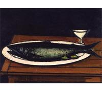 LHHJF LJHFA Célèbres imprimés de Buffet Bernard Poisson et Citrons Toile Affiche et Art Murale Bernard Buffet Décoration intérieure 50x70cm sans Cadre