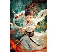 LHHJF LJHFA Kung Fu Affiche Ancien Épéiste Chinois Art Mural Kung Fu Peinture sur Toile Et Impressions Maison Moderne Salon Décor Photo 40x60cm sans Cadre