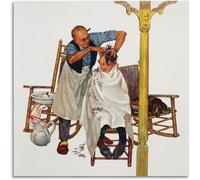 LHHJF LJHFA Peinture sur Toile Norman Rockwell Affiche Vintage Salon de barbier Art Mural et gravures Décoration du Salon Nordique Tableau 60x60cmx1 sans Cadre