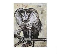 LHHJF LJHFA Poster Abstrait rétro Bernard Buffet《Monkey》 Art Mural Bernard Buffet Peinture et Impressions Nordic Home Decor 40x60cm sans Cadre