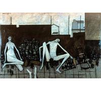 LHHJF LJHFA Poster rétro Bernard Buffet《The Barricade》Art Mural Bernard Buffet Toile Peinture et Estampes Tableau de décoration Nordique 40x60cmx1 sans Cadre