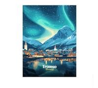 LHHJF LJHFA Villes de renommée Mondiale Affiche Voyage Vue de Nuit Peinture sur Toile Dessin animé Ville Horizon Art Mural et Impressions Nordique Home Decor Photo 40x60cm sans Cadre