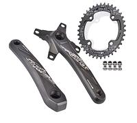 LHHL 104-64BCD 32T 34T 36T 38T VTT Pédalier 165/170/172.5/175mm À Cône Carré Alliage D'aluminium Vélo De Montagne Manivelle Plateau Ovale for Vélo De Route Et De Montagne (Color : Black 175mm, Size