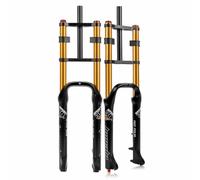 LHHL 26 Pouces Fourche Vélo Graisse 4.0 Droit 1-1/8" Frein À Disque Fourche À Suspension Pneumatique Vélo VTT Voyage 140mm QR Serrure Voyage Ajustement du Rebond(Gold)