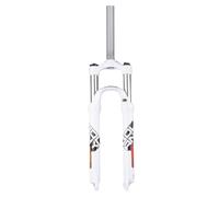 LHHL Fourche à Suspension de vélo 26/27,5/29" VTT en Alliage d'aluminium Fourche mécanique de vélo QR 1-1/8" VTT 100 mm Frein à Disque de Voyage Commande d'épaule Noir Blanc(E,29inch)