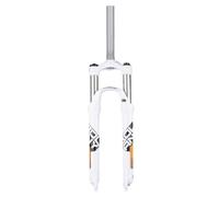 LHHL Fourche à Suspension de vélo 26/27,5/29" VTT en Alliage d'aluminium Fourche mécanique de vélo QR 1-1/8" VTT 100 mm Frein à Disque de Voyage Commande d'épaule Noir Blanc(F,26 inch)