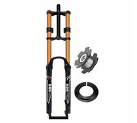 LHHL Fourche à Suspension pour VTT 26 27,5 29 Pouces DH Fourche Avant de vélo de Montagne Frein à Disque QR Pression d'air Droite 1-1/8" Réglage du Rebond 2400g Débattement 145mm(Gold,27.5in)