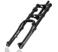 LHHL Fourche Avant Vélo Électrique 20 Po VTT Fourche Suspension Vélo Électrique Frein À Disque Amortisseur Pneumatique Pivot 1-1/8 Voyage 140mm QR pour Gros Pneu 4,0" ATB/BMX(Black)