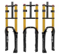 LHHL Fourche Avant Vélo Électrique 20 Po VTT Fourche Suspension Vélo Électrique Frein À Disque Amortisseur Pneumatique Pivot 1-1/8 Voyage 140mm QR for Gros Pneu 4,0" ATB/BMX(Gold)