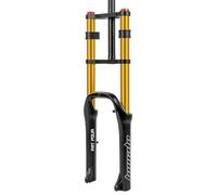 LHHL Fourche Avant Vélo Électrique 20 Po VTT Fourche Suspension Vélo Électrique Frein À Disque Amortisseur Pneumatique Pivot 1-1/8 Voyage 140mm QR for Gros Pneu 4,0" ATB/BMX(Gold)