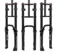 LHHL Fourche Avant Vélo Électrique 20 Po VTT Fourche Suspension Vélo Électrique Frein À Disque Amortisseur Pneumatique Pivot 1-1/8 Voyage 140mm QR for Gros Pneu 4,0" ATB/BMX(Black)