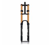 LHHL Fourche Vélo 27.5 29 Pouce Double Contrôle D'épaule VTT Suspension Descente DH Pression L'air Tube Droit 1-1/8" Amortisseur Vélo Réglage du Rebond 180mm Débattement 15 * 100mm Axe(Gold,29 inch)