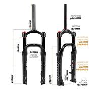 LHHL Fourche Vélo BMX 20 Pouces Grosse Fourchette Vélo Frein À Disque Suspension Pneumatique VTT pour Pneu 4.0" 135mm Largeur Voyage 110mm pour XC/AM 2130g