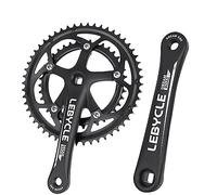 LHHL Pédalier De Vélo De Route À Cône Carré 170mm Manivelles 8/9/10 Vitesses Double Plateau Rond 53/39T Jeu De Manivelles(Black)