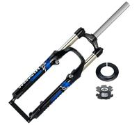 LHHL VTT Fourche À Suspension 26'' Fourche À Vélo Frein À V Frein À Frein À Disque Ressort Fourche Avant Mécanique QR 9x100mm Débattement 110mm Tige Droite Non Filetée 1-1/8''(Blauw)