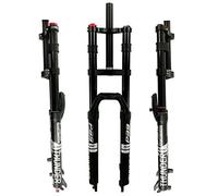 LHHL VTT Fourche Vélo 27,5" Choc Aérien AM Fourche Suspension pour Vélo 29" Verrouillage Manuel Réglage du Rebond Pivot Droit 1-1/8" QR 9mm 2350g(Silver,27.5in)