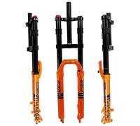 LHHL VTT Fourche Vélo 27,5" Choc Aérien AM Fourche Suspension pour Vélo 29" Verrouillage Manuel Réglage du Rebond Pivot Droit 1-1/8" QR 9mm 2350g(Orange,29in)