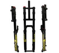 LHHL VTT Suspension Descente 27,5" 29 Pouces Fourche Vélo Amortisseur d'air Axe Traversant 15mm Noir DH Frein À Disque Vélo Voyage 160mm 1-1/8" Rebond Ajuster 2350g(Gold,29inch)