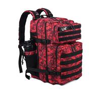 LHI Sac à Dos Militaire Tactique 45L - Sac de Survie Complet 72h, Randonnée, Moto, Pêche, Tir, Crossfit, Sport, Sac à Dos Homme Grande Capacité Outdoor - CP rouge