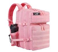 LHI Sac à Dos Militaire Tactique 45L - Sac de Survie Complet 72h, Randonnée, Moto, Pêche, Tir, Crossfit, Sport, Sac à Dos Homme Grande Capacité Outdoor - Rose