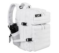 LHI Sac à Dos Militaire Tactique 45L - Sac de Survie Complet 72h, Randonnée, Moto, Pêche, Tir, Crossfit, Sport, Sac à Dos Homme Grande Capacité Outdoor - Blanc