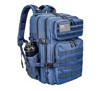 LHI Sac à Dos Militaire Tactique 45L - Sac de Survie Complet 72h, Randonnée, Moto, Pêche, Tir, Crossfit, Sport, Sac à Dos Homme Grande Capacité Outdoor - Bleu
