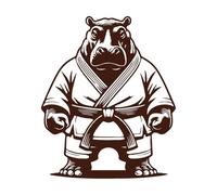 l'hippopotame karatéka se tient en position de combat, prêt Peintures murales et stickers muraux en vinyle 49.2x59.4cm N'abîme pas le mur Café