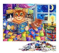 L'Histoire du Chat Avant de Dormir Puzzles en Bois Adultes 500 Pièces Jeux Éducatifs Cadeaux d'anniversaire pour Family Games Décoration Intérieure Relaxation Et Sagesse 500pcs (52x38cm)