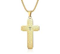 LHJHZDJC Collier avec pendentif en forme de croix biblique avec chaîne noir/doré et argenté pour homme et femme, accessoire streetwear pour homme et femme, cadeau décontracté