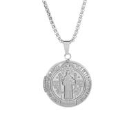 LHJHZDJC Collier avec pendentif en forme de croix de Saint Benoît - Amulette porte-bonheur ouverte - Bijoux pour homme et femme - Accessoire streetwear pour homme et femme - Cadeau décontracté