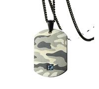 LHJHZDJC Collier avec pendentif en forme de plaque d'identité pour chien, accent bleu CZ pour homme, soldat abstrait, militaire, fantaisie, camouflage, bijoux streetwear pour homme et femme, cadeau