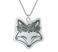 LHJHZDJC Collier avec pendentif en forme de renard portant une corolle - Bijoux mignons - Pour homme et femme - Cadeau décontracté