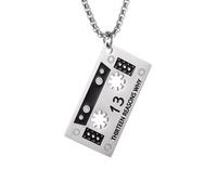 LHJHZDJC Collier avec pendentif, idées de mode, 13 colliers en acier inoxydable avec ruban punk, la troisième raison, pour hommes et femmes, bijoux pendentif hip-hop, cadeau décontracté tendance