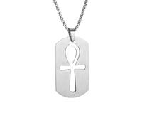 LHJHZDJC Collier gothique unisexe avec pendentif en forme de plaque d'identité gravée Ankh - Convient pour homme et femme - Bijou Hip Hop - Cadeau pour elle