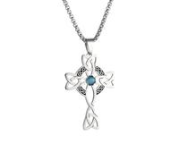 LHJHZDJC Collier gothique unisexe tendance avec pendentif en forme de nœud celtique en forme de croix et pierre de puissance pour femme, bijou porte-bonheur irlandais, cadeau pour elle, pendentif en