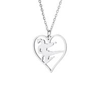 LHJHZDJC Collier Mode Unisexe Taekwondo Kongfu Combat Figure Coeur Pendentif Collier Karaté Lutte Chaîne Sports Bijoux Bijoux Cadeaux